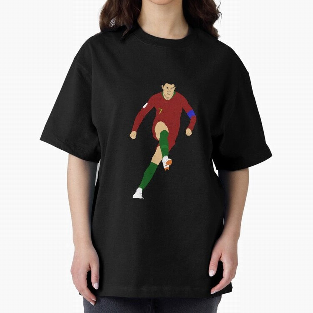 Cristian Ronaldo Design - Portugal - Real Madrid - Illustration - Cartoon - T-Shirt - Shirt - Sticker - Phone Case - CR7 Oversized T-Shirt Celebrate the Stars of FIFA World Cup 2026 Group Stage Spirit, Highlighting England, France and Netherlands,