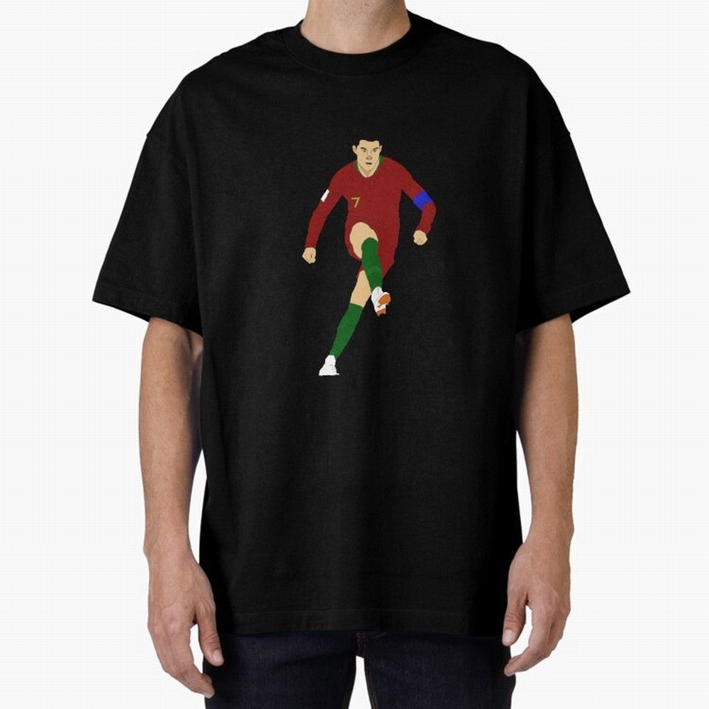Cristian Ronaldo Design - Portugal - Real Madrid - Illustration - Cartoon - T-Shirt - Shirt - Sticker - Phone Case - CR7 Oversized T-Shirt Celebrate the Stars of FIFA World Cup 2026 Group Stage Spirit, Highlighting England, France and Netherlands,