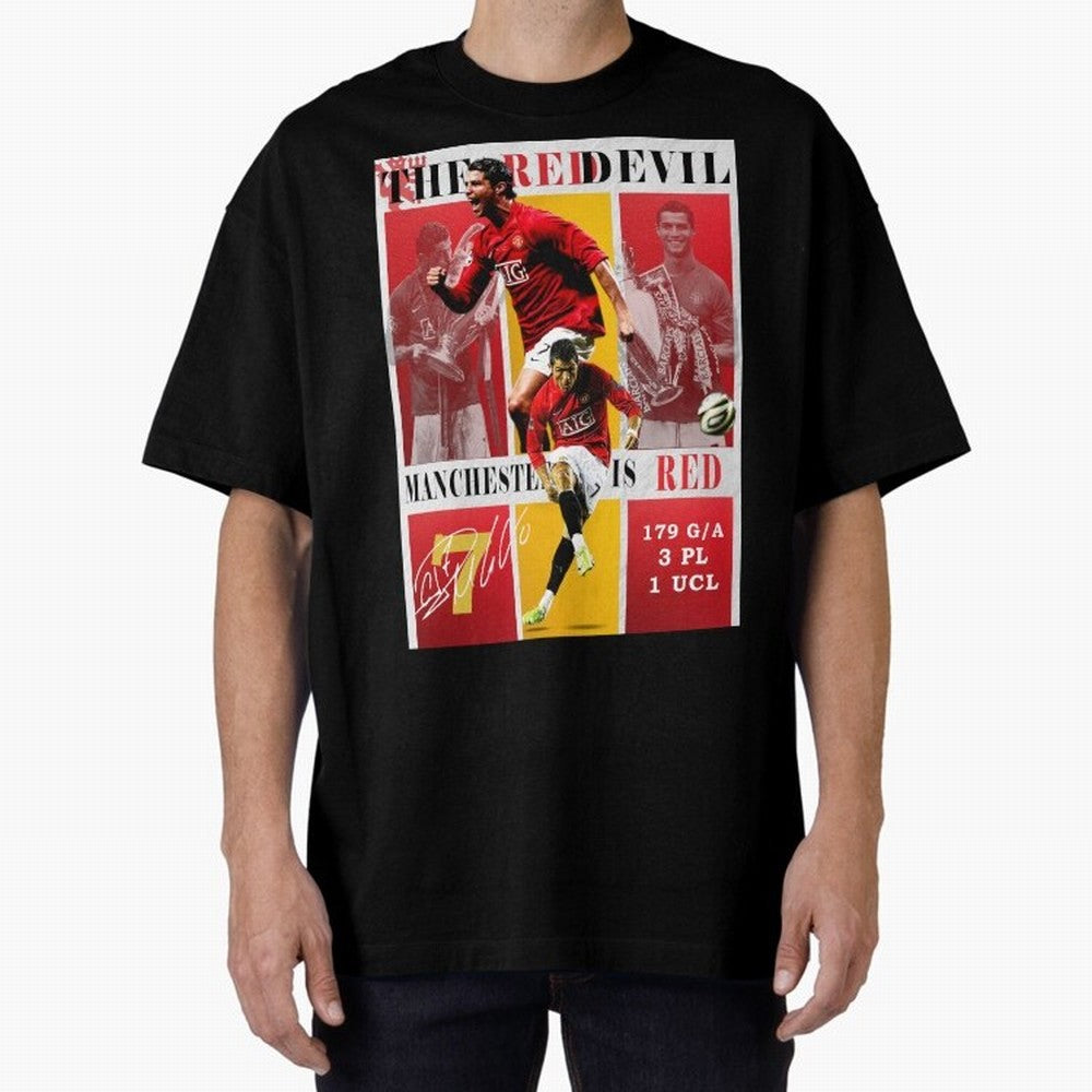 Cristiano Ronaldo 2008 Manchester United Poster Oversized T-Shirt Celebrate Every Goal in Match Day Hype around FIFA World Cup 2026 USA Canada Mexico, Haaland and Mbappe, Brazil, Portugal and Argentina, Tournament Hype, Historic Matchups, Family