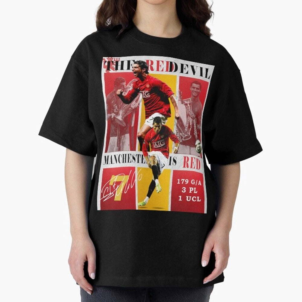 Cristiano Ronaldo 2008 Manchester United Poster Oversized T-Shirt Celebrate Every Goal in Match Day Hype around FIFA World Cup 2026 USA Canada Mexico, Haaland and Mbappe, Brazil, Portugal and Argentina, Tournament Hype, Historic Matchups, Family