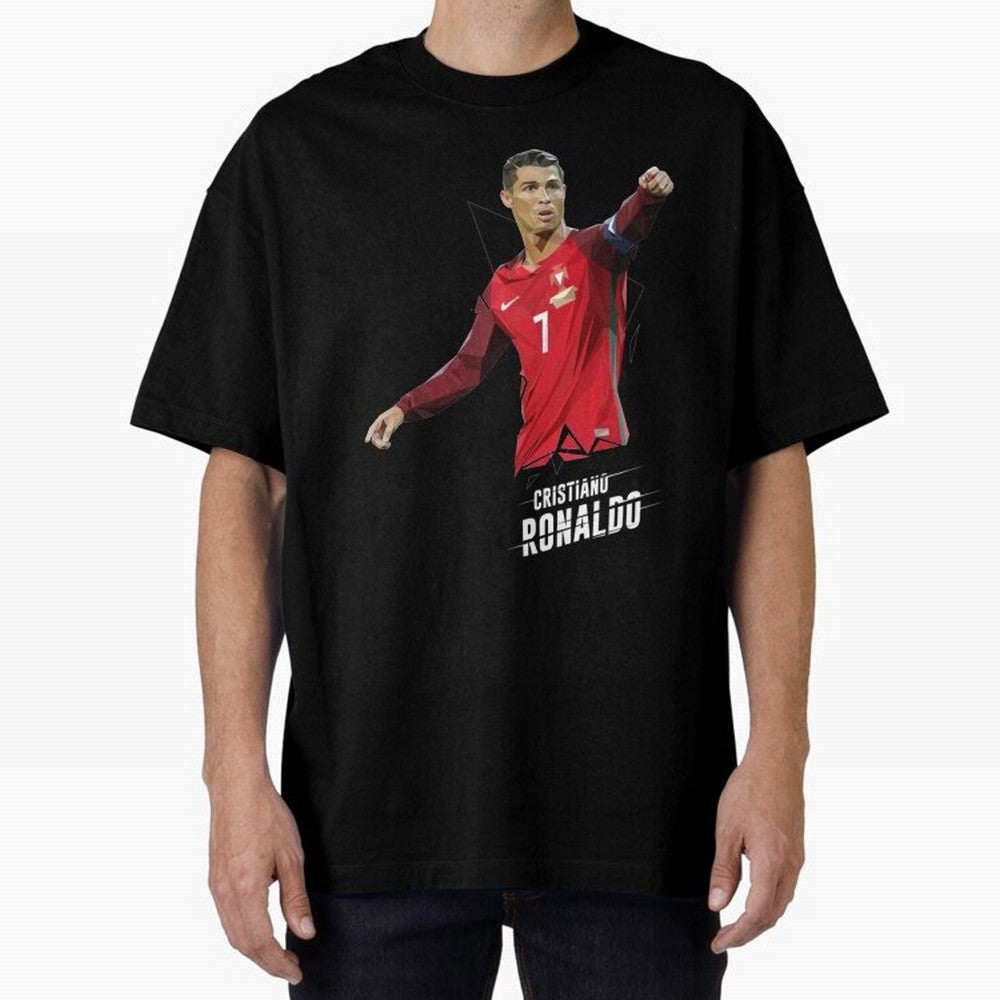 Ronaldo Cristiano Ronaldo Lowpoly Art Oversized T-Shirt Join Supporters Worldwide for the FIFA World Cup 2026 Journey through Haaland and Mbappe Highlights, Brazil, Portugal and Argentina Pride, Football Festival Excitement, Trophy Ambitions,
