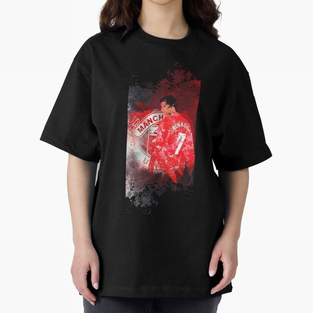 Ronaldo Illustration 003 Oversized T-Shirt Stand with FIFA World Cup 2026 Spirit, Capturing England, France and Netherlands, Messi, CR7 and Mbappe, Match Day Excitement, Supporter Culture, Golden Goals and Global Football Passion; Ideal for