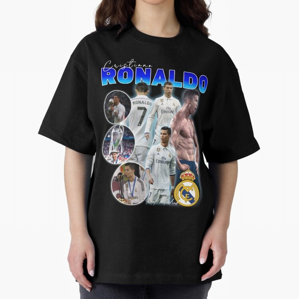 Cristiano Ronaldo Bootleg Oversized T-Shirt Experience FIFA World Cup 2026 Featuring Haaland and Mbappe, Argentina, France and Brazil Energy, Goal Celebration Energy, Supporter Heritage, Football Icons and Worldwide Tournament Joy; Ideal for Fans