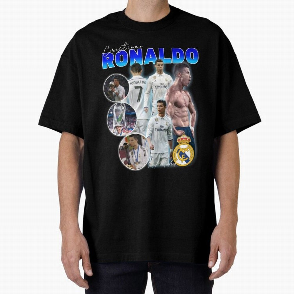 Cristiano Ronaldo Bootleg Oversized T-Shirt Experience FIFA World Cup 2026 Featuring Haaland and Mbappe, Argentina, France and Brazil Energy, Goal Celebration Energy, Supporter Heritage, Football Icons and Worldwide Tournament Joy; Ideal for Fans