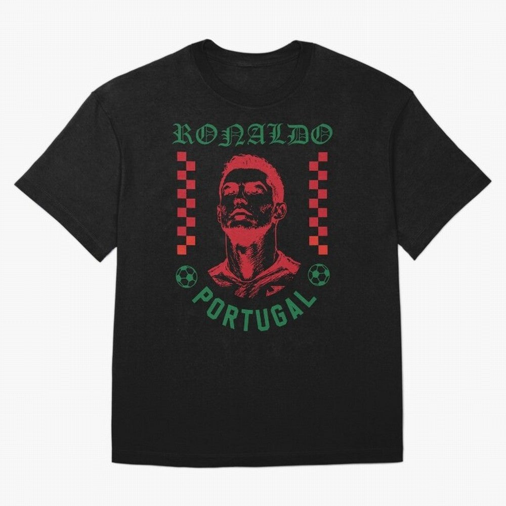 Cristiano Ronaldo Portugal Football Design World Cup Fan Art GOAT Soccer Oversized T-Shirt Celebrate Supporters United by FIFA World Cup 2026 Spirit, Featuring Spain, Haaland, Sports Nostalgia, International Competition, Famous Players and