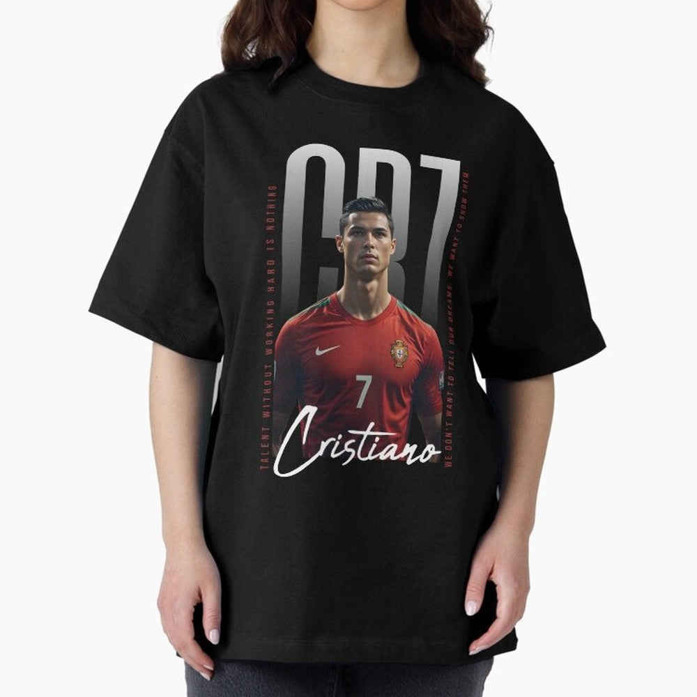Cristiano Ronaldo Oversized T-Shirt Bring Match Day Fire to FIFA World Cup 2026 USA Canada Mexico Highlighting CR7, Argentina Energy, Sports Nostalgia, International Competition, Famous Players and Unforgettable Victories; Great for Supporters Who