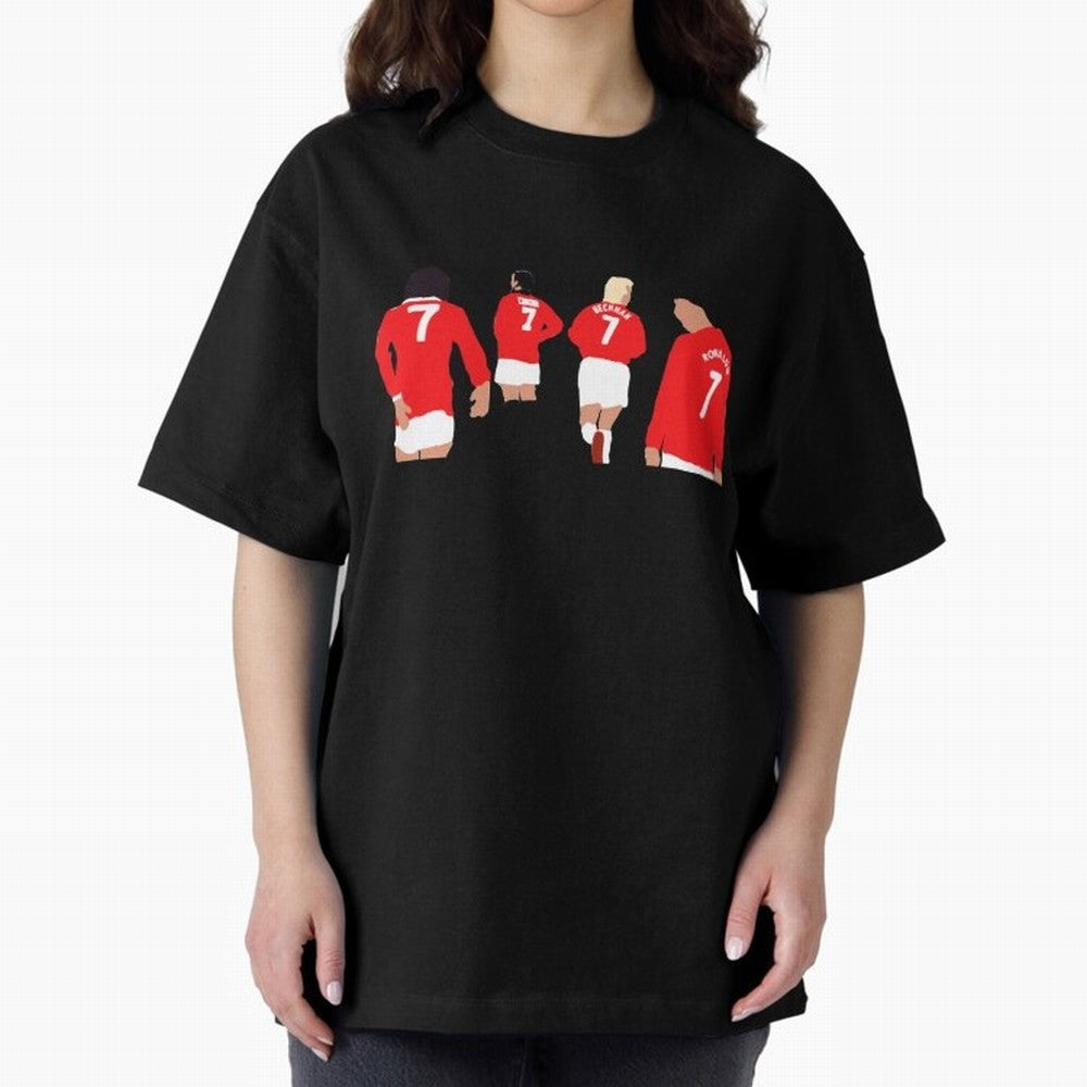 Manchester United Number 7 Legends Oversized T-Shirt Celebrate the Road through Global Football Passion for FIFA World Cup 2026 Group Stage, Highlighting Mbappe, France and Portugal, Goal Celebration Energy, Supporter Heritage, Football Icons and
