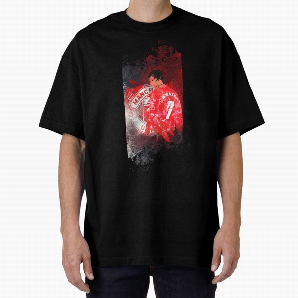 Ronaldo Illustration 002 Oversized T-Shirt Show Championship Spirit for Global Football Passion for FIFA World Cup 2026 Group Stage, Celebrating Cristiano Ronaldo, Haaland and CR7, Spain and Netherlands, Soccer Culture, Superstar Moments, National