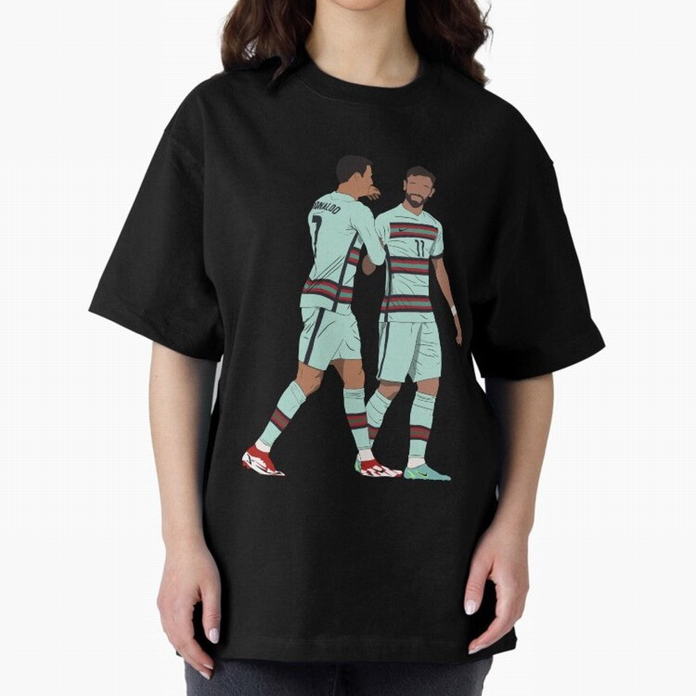 Cristiano Ronaldo & Bruno Fernandes Portugal Oversized T-Shirt Share Global Football Passion for FIFA World Cup 2026, Filled with Haaland, Netherlands, Goal Celebration Energy, Supporter Heritage, Football Icons and Worldwide Tournament Joy; Made