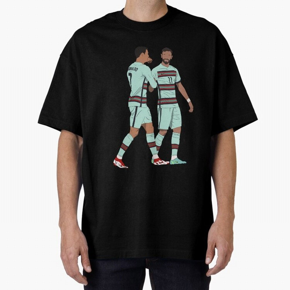 Cristiano Ronaldo & Bruno Fernandes Portugal Oversized T-Shirt Share Global Football Passion for FIFA World Cup 2026, Filled with Haaland, Netherlands, Goal Celebration Energy, Supporter Heritage, Football Icons and Worldwide Tournament Joy; Made