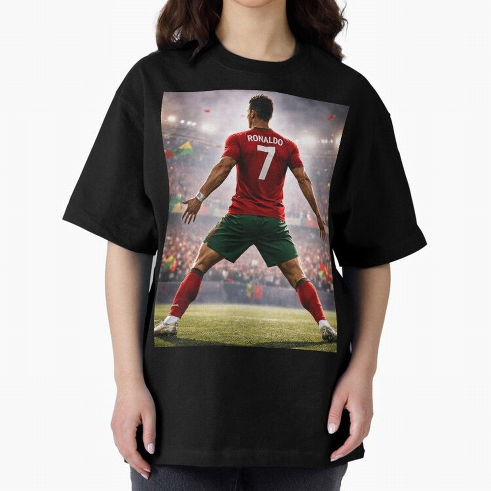 Cristiano Ronaldo Portuguese Legend Number Seven SIUUU Oversized T-Shirt Live for the Drama of Global Football Passion for FIFA World Cup 2026 USA Canada Mexico, Celebrating Mbappe and Neymar, Brazil, Goal Celebration Energy, Supporter Heritage,