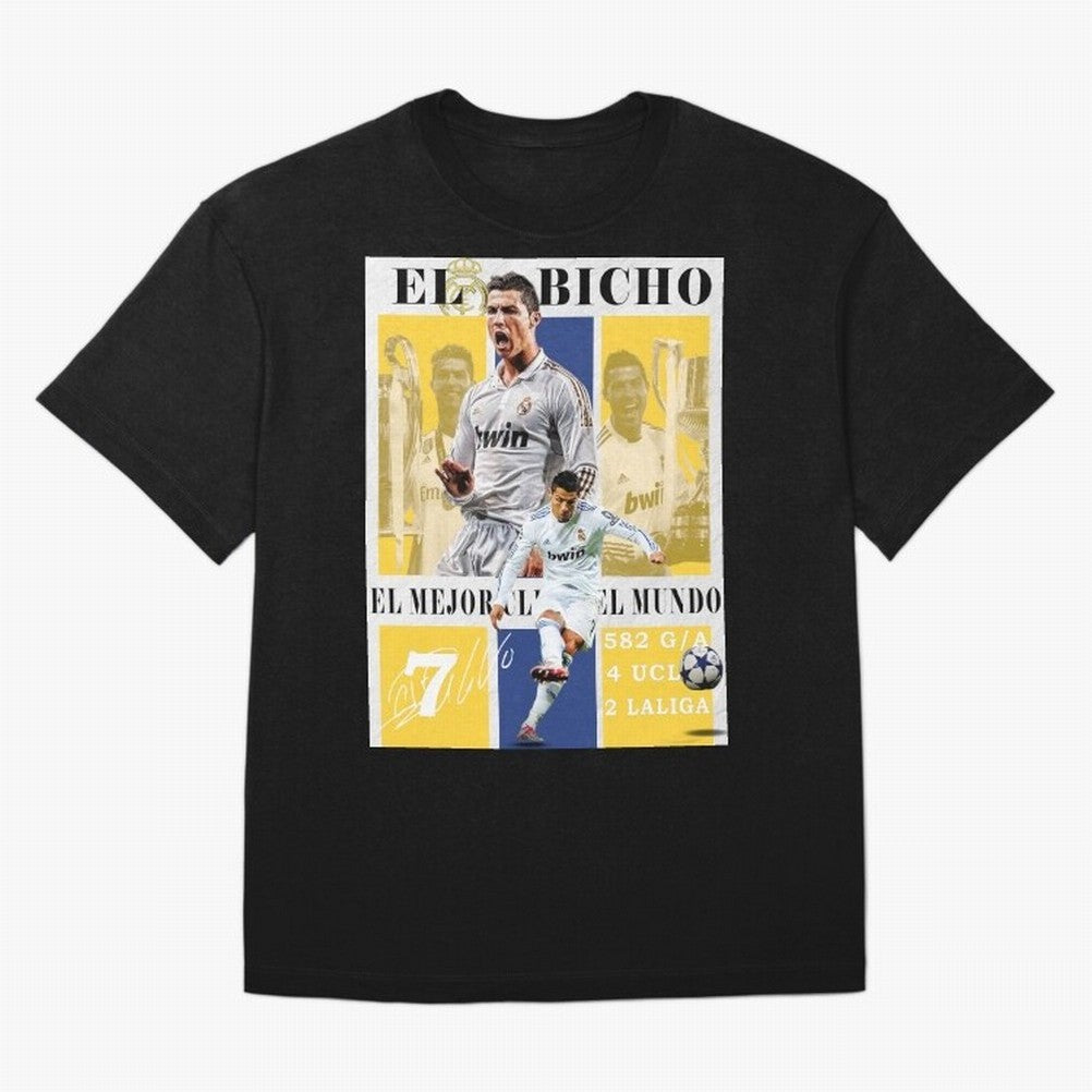 Cristiano Ronaldo Real Madrid Wall Art Oversized T-Shirt Support Your Favorite Stars during FIFA World Cup 2026 for Fans of Messi and Portugal, Spain and Germany, Bringing Sports Nostalgia, International Competition, Famous Players and