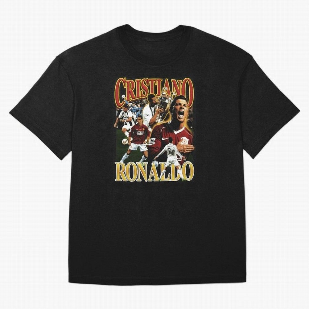 Cristiano Ronaldo Retro Collage Oversized T-Shirt Bring Supporter Culture to Match Day Hype around FIFA World Cup 2026 USA Canada Mexico, Neymar, Netherlands, Championship Spirit, Famous Goals, Roaring Crowds and International Football Unity;