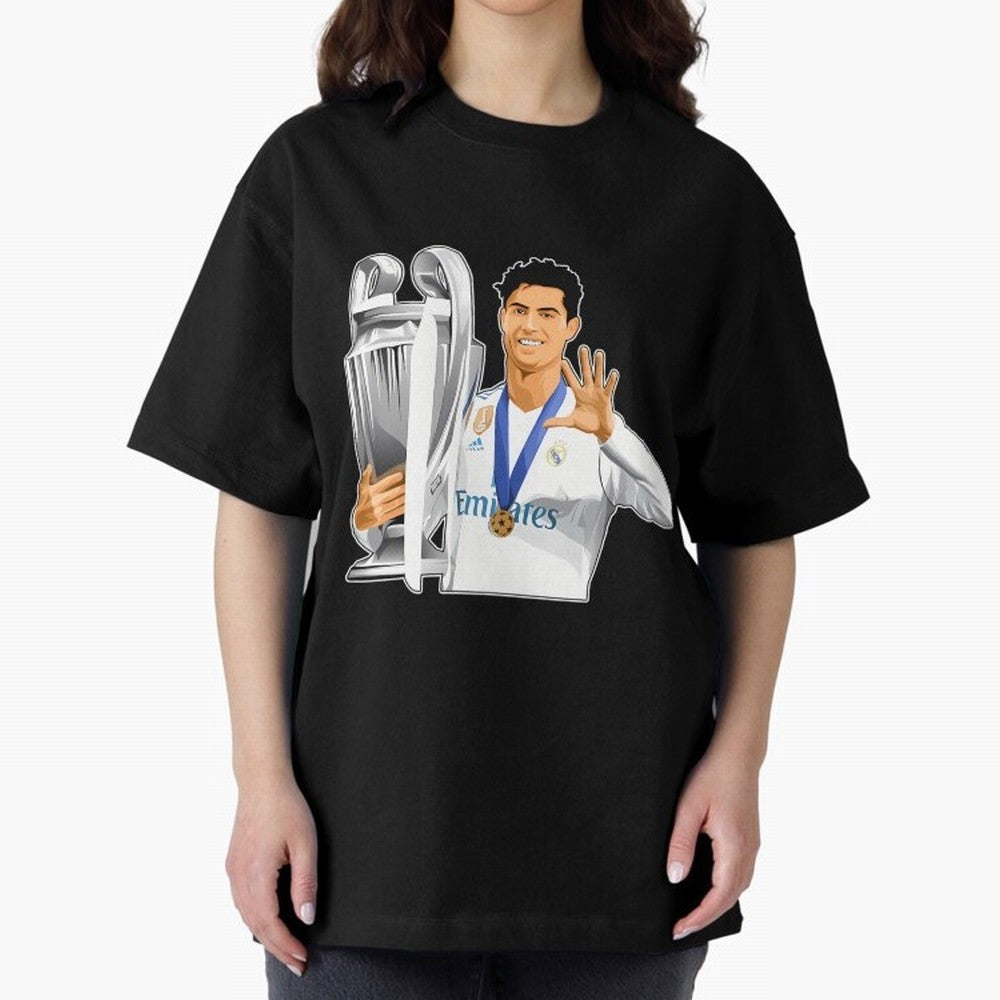 Ronaldo Throphy Oversized T-Shirt Build FIFA World Cup 2026 Celebrating Mbappe and Neymar, Argentina and Brazil Energy, Classic Soccer Heritage, Championship Pressure, Fan Loyalty and International Pride; Ideal for Fans Who Follow Messi, Cristiano