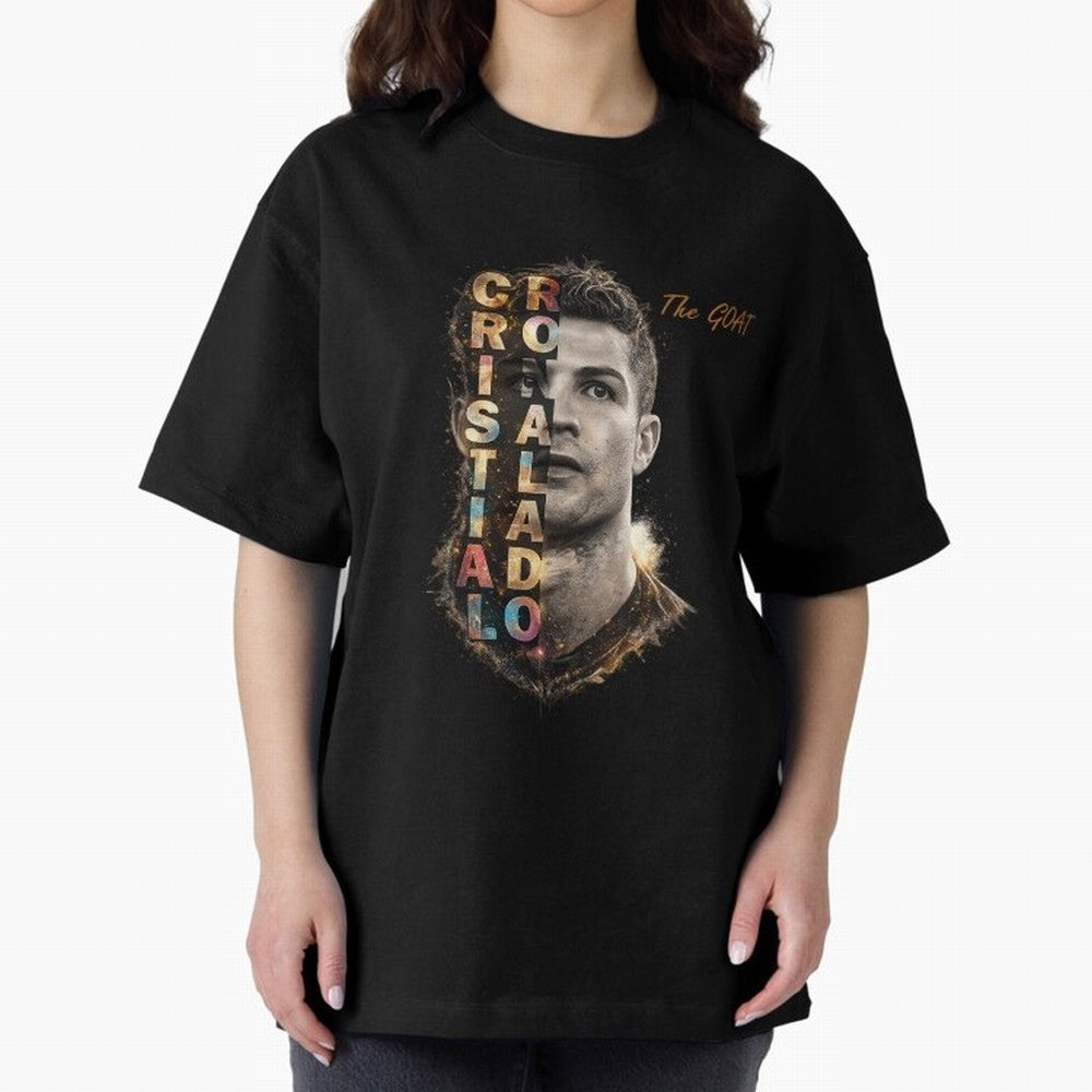 Cristiano Ronaldo Multicolor GOAT Oversized T-Shirt Bring International Match Energy to FIFA World Cup 2026 USA Canada Mexico Spirit, Centered on Brazil, Cristiano Ronaldo, Haaland and CR7, Supporter Pride, Iconic Celebrations, Legendary Names and