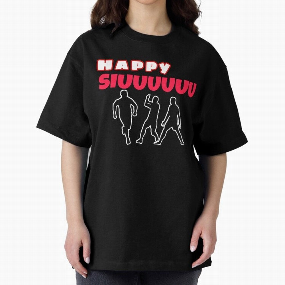 Happy siuuu CR7 goal Oversized T-Shirt Represent Fans Who Live for FIFA World Cup 2026 for Fans of Haaland and Mbappe and Germany, Bringing Retro Football Energy, Iconic Rivalries, Trophy Chase Drama and Stadium Atmosphere; Perfect for Supporters