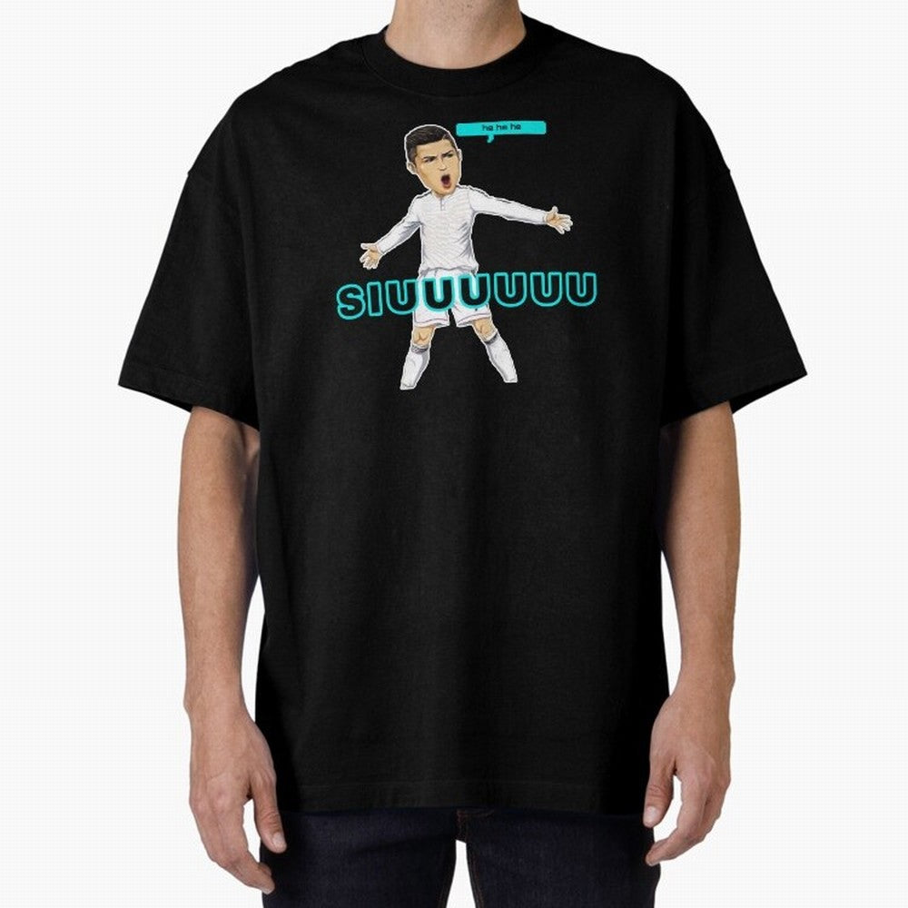 Hehehe siuuu Oversized T-Shirt Feel the Trophy Chase of Global Football Passion for FIFA World Cup 2026 USA Canada Mexico, Driven by Messi, Neymar and Mbappe, France and Portugal, Goal Celebration Energy, Supporter Heritage, Football Icons and