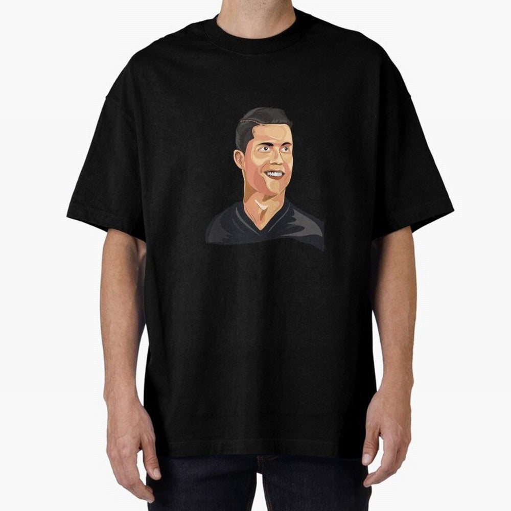 Cristiano Ronaldo Vector Art Graphics Design Oversized T-Shirt Celebrate Soccer Greatness during FIFA World Cup 2026 Group Stage Spirit, Built around Brazil, Portugal and Argentina, Messi, CR7 and Mbappe, Football History, Final Match Energy, Crowd