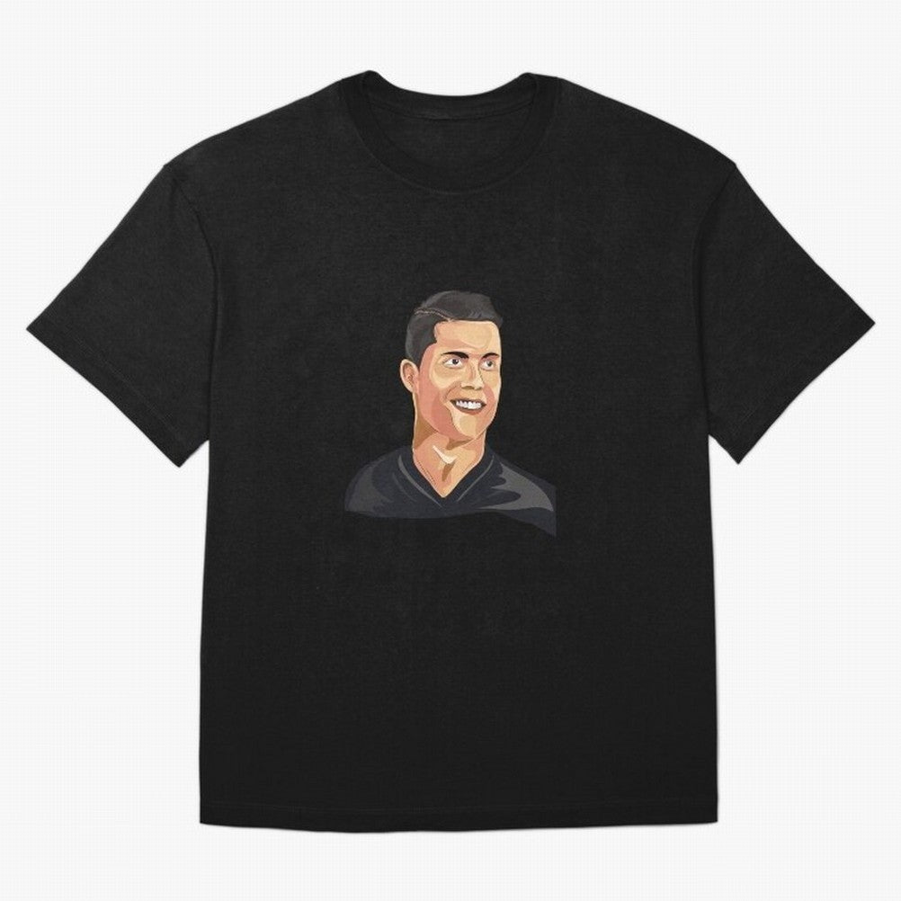 Cristiano Ronaldo Vector Art Graphics Design Oversized T-Shirt Celebrate Soccer Greatness during FIFA World Cup 2026 Group Stage Spirit, Built around Brazil, Portugal and Argentina, Messi, CR7 and Mbappe, Football History, Final Match Energy, Crowd