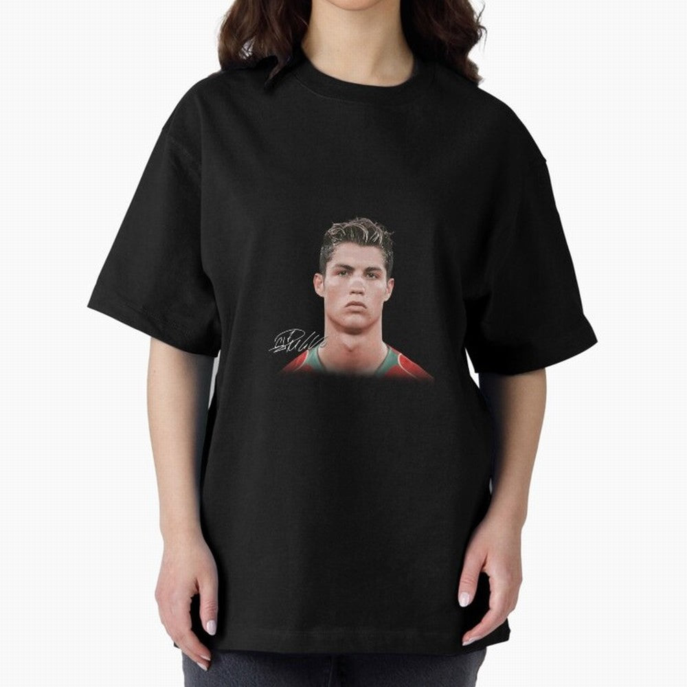 Cristiano Ronaldo Big Face Young Ronaldo Oversized T-Shirt Honor the Beautiful Game during Match Day Hype around FIFA World Cup 2026, Mbappe and Neymar, Brazil, Supporter Pride, Iconic Celebrations, Legendary Names and Global Match Day Energy;