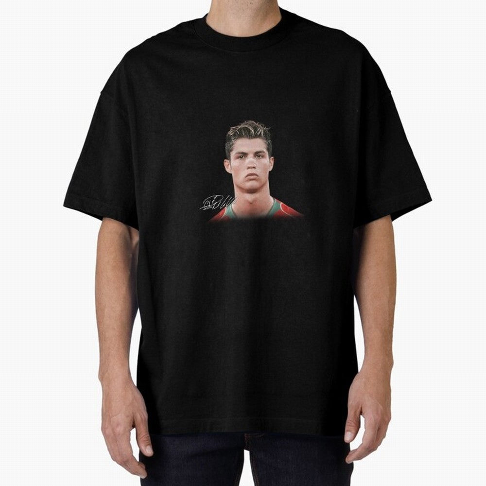 Cristiano Ronaldo Big Face Young Ronaldo Oversized T-Shirt Honor the Beautiful Game during Match Day Hype around FIFA World Cup 2026, Mbappe and Neymar, Brazil, Supporter Pride, Iconic Celebrations, Legendary Names and Global Match Day Energy;