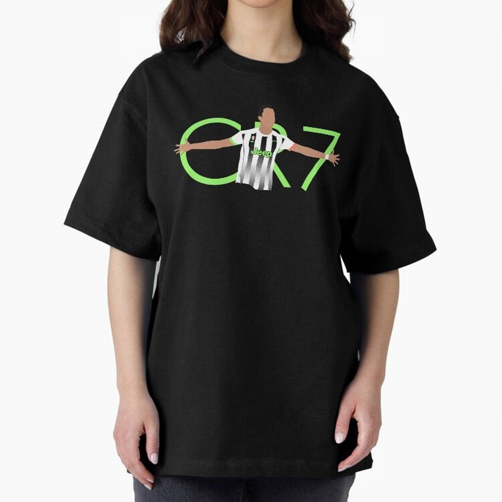 CR7 Oversized T-Shirt Bring a Vintage Feel to Global Football Passion for FIFA World Cup 2026, Celebrating Haaland and Mbappe, Brazil, Vintage Soccer Flavor, Modern Football Stars, National Flags and Final Night Emotion; Great for Watch Parties,