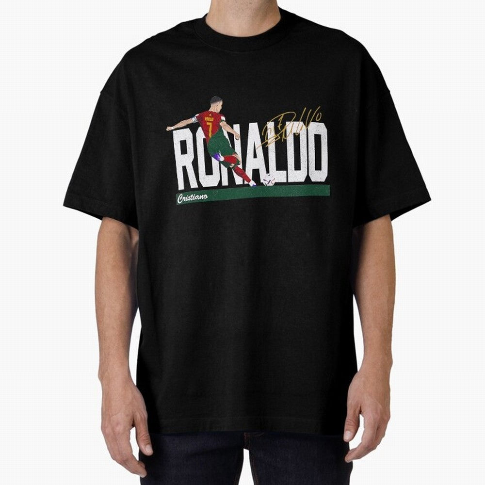 Cristiano Ronaldo Portugal Jersey -Last World Cup 2 Vintage Style Oversized T-Shirt Bring World Football Passion into FIFA World Cup 2026 for Fans of CR7 and Messi and Portugal, Bringing Goal Celebration Energy, Supporter Heritage, Football Icons