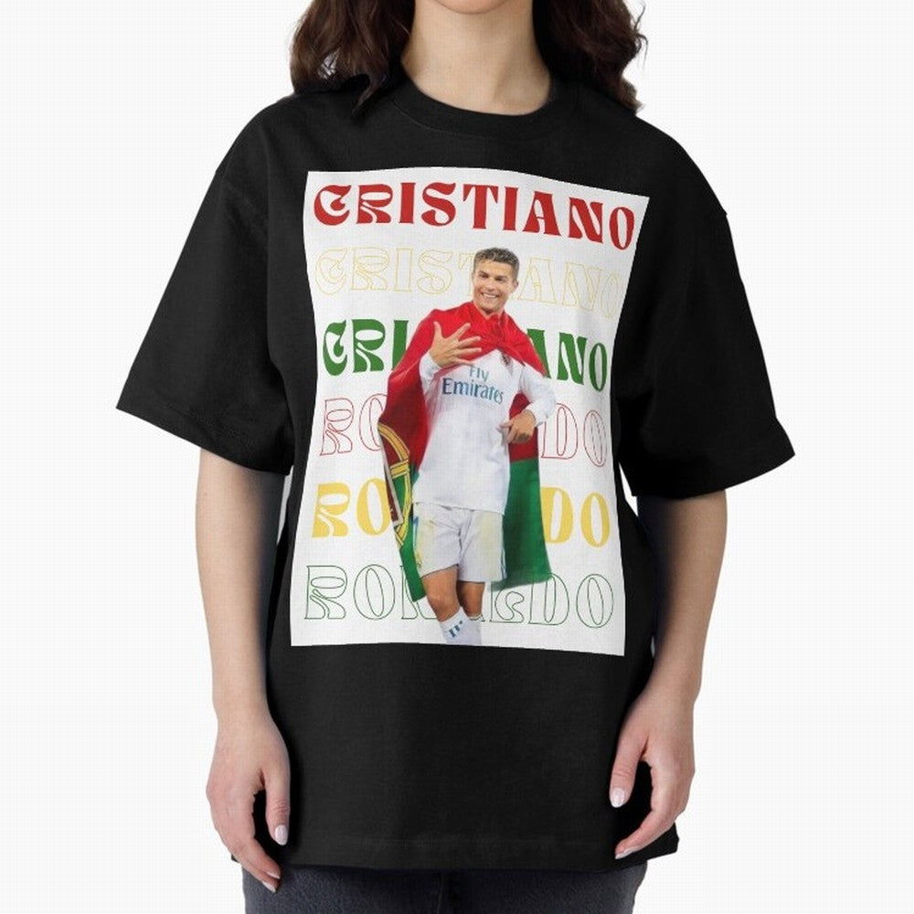 Cristiano Ronaldo designs Oversized T-Shirt Turn Up for Global Football Passion for FIFA World Cup 2026 USA Canada Mexico, Featuring Messi, Neymar and Mbappe, Spain and Netherlands, Goal Celebration Energy, Supporter Heritage, Football Icons and