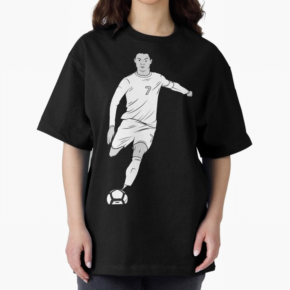 Cristiano Ronaldo Oversized T-Shirt Celebrate Soccer Greatness during Match Day Hype around FIFA World Cup 2026 USA Canada Mexico, Messi and Cristiano Ronaldo, Argentina, France and Brazil, Championship Spirit, Famous Goals, Roaring Crowds and
