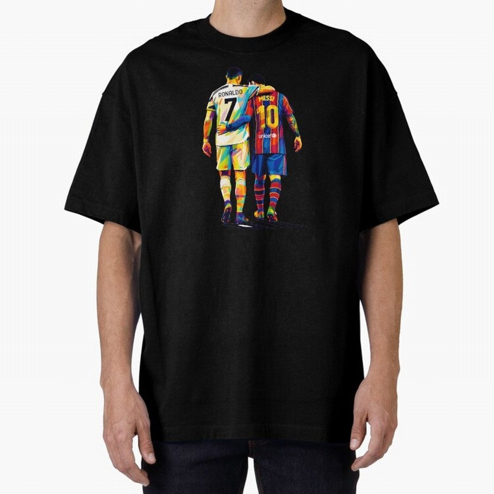 Cristiano Ronaldo And Messi Wpap Art Oversized T-Shirt Bring a Vintage Feel to Match Day Hype around FIFA World Cup 2026, CR7, Germany, Worldwide Fan Energy, Dramatic Goals, Stadium Lights and Championship Celebrations; Made for Die Hard