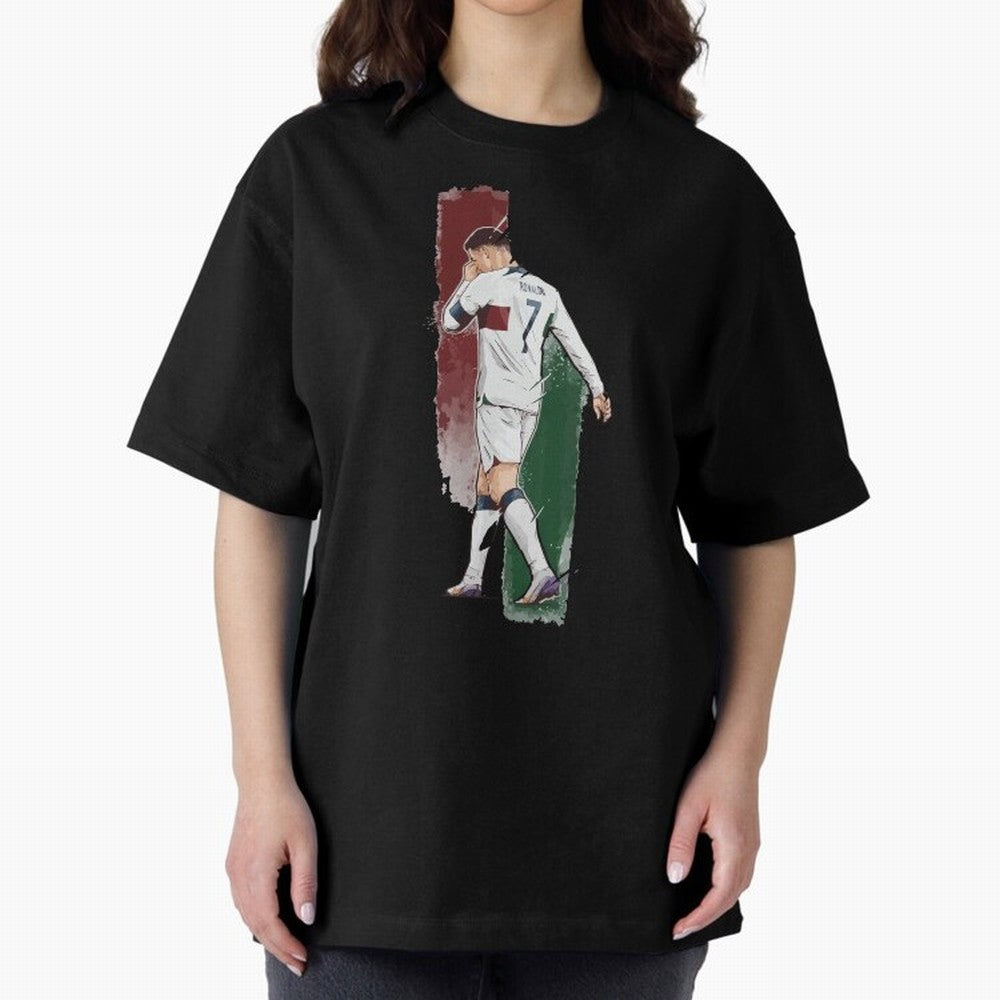 Ronaldo Crying World Cup 2022 Oversized T-Shirt Make Memories around Global Football Passion for FIFA World Cup 2026, with CR7, France and Portugal, Classic Soccer Heritage, Championship Pressure, Fan Loyalty and International Pride; Great for