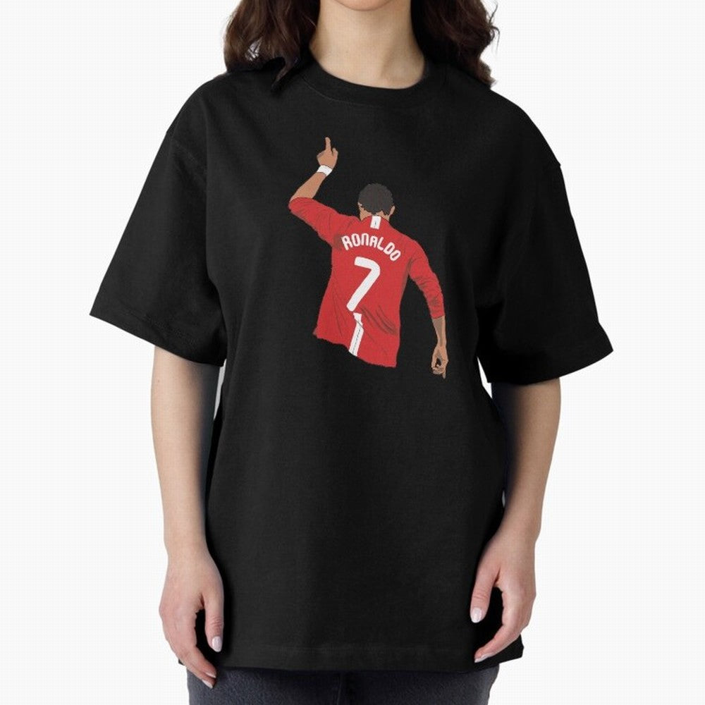 Cristiano Ronaldo MUFC Oversized T-Shirt Capture Global Football Passion for FIFA World Cup 2026, Capturing Messi and Cristiano Ronaldo, Brazil, Championship Spirit, Famous Goals, Roaring Crowds and International Football Unity; Made for Collectors