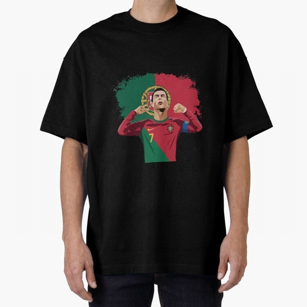 Cristiano Ronaldo CR7 T-shirt Design Oversized T-Shirt Make Memories around FIFA World Cup 2026 Spirit, Capturing Brazil, Neymar, Haaland and Cristiano Ronaldo, Global Supporter Spirit, Legendary Goals, National Colors and Tournament Celebration;