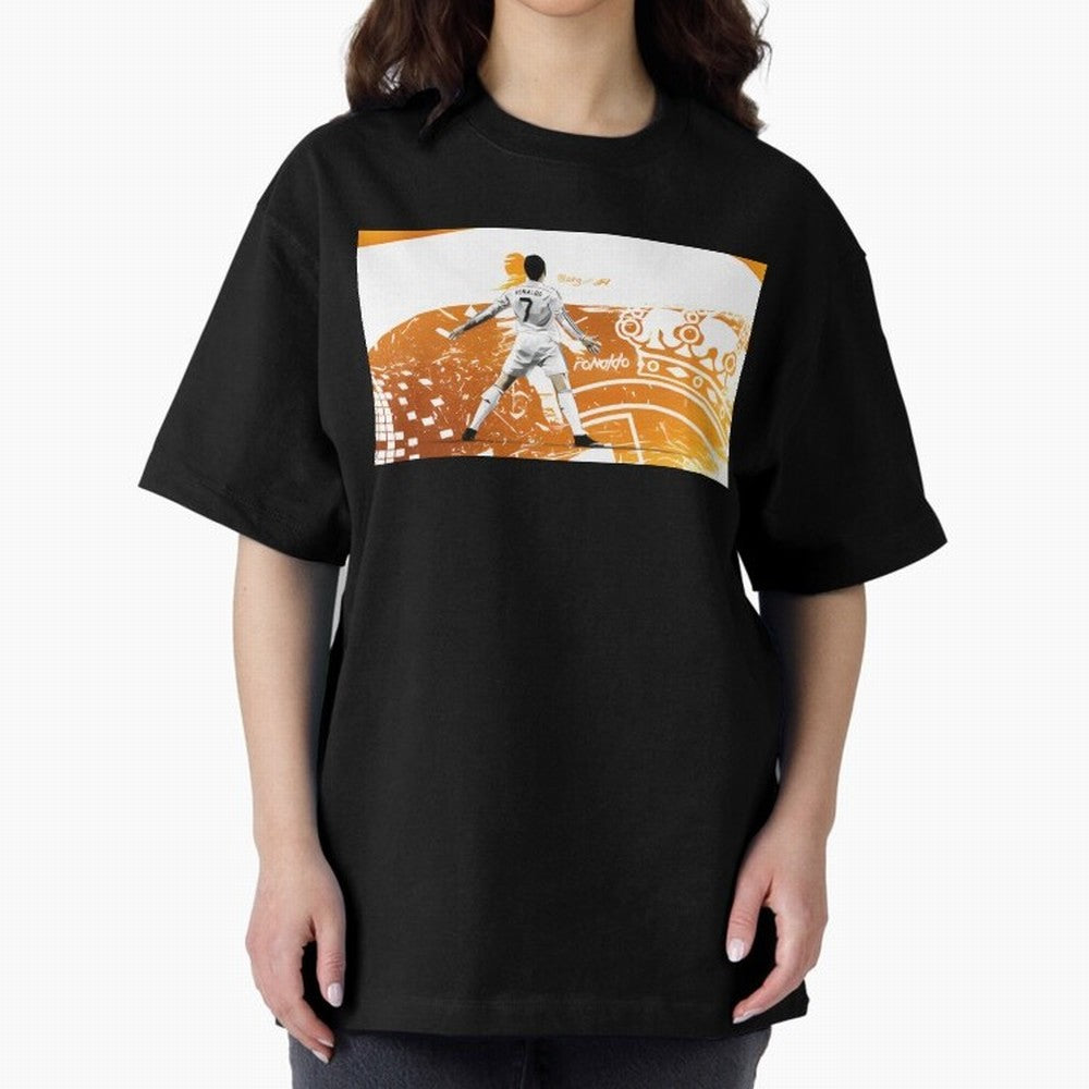 Cristiano Ronaldo Oversized T-Shirt Spotlight FIFA World Cup 2026 USA Canada Mexico for Fans of CR7 and Messi and Brazil, Portugal and Argentina, Bringing Football Passion, Legendary Performances, Festival Vibes and Supporter Community; Made for