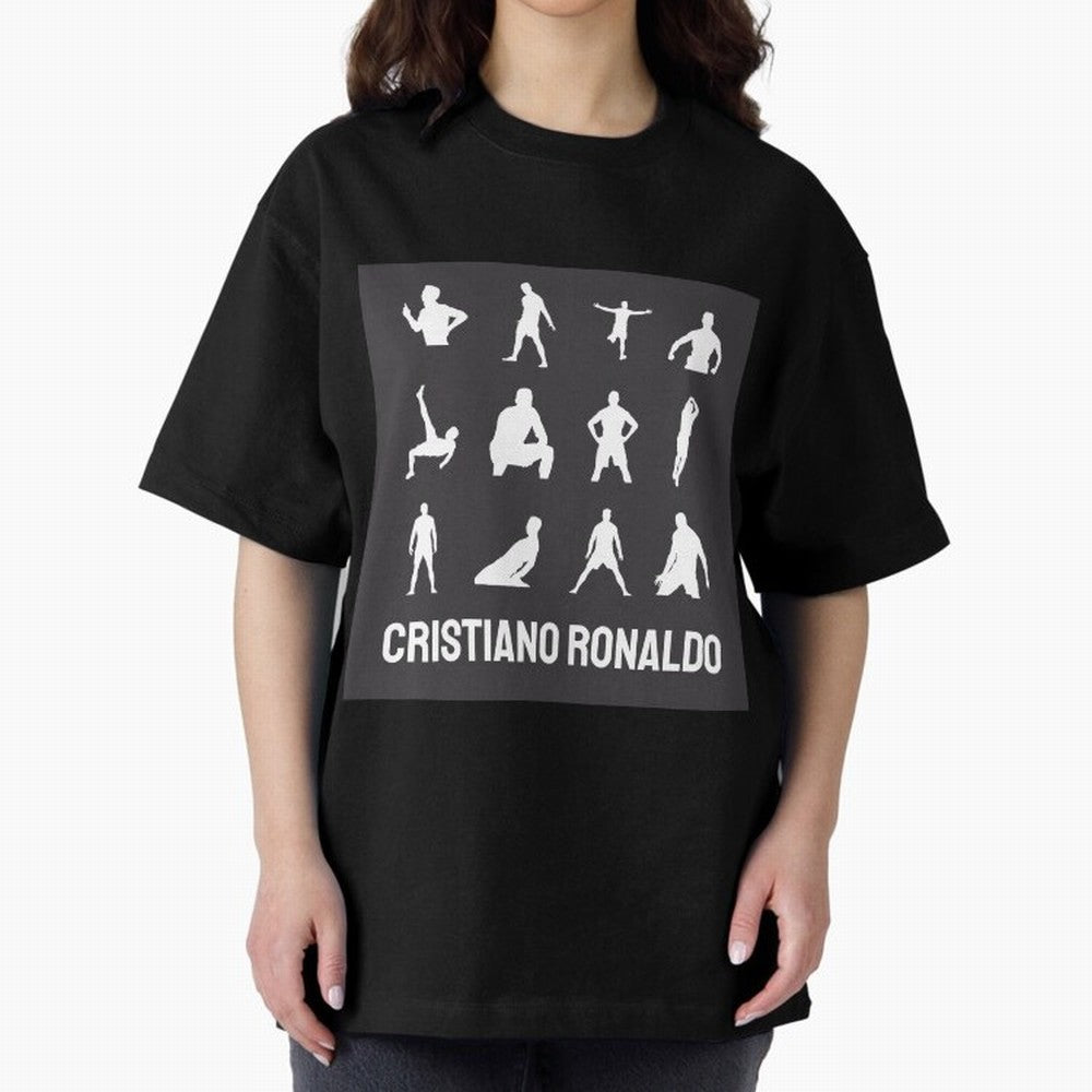 Cristiano Ronaldo Minimalism Silhouette Oversized T-Shirt Honor Football Greatness during Global Football Passion for FIFA World Cup 2026 Group Stage, Highlighting Neymar, Portugal, Spain and Germany, Football Festival Excitement, Trophy Ambitions,