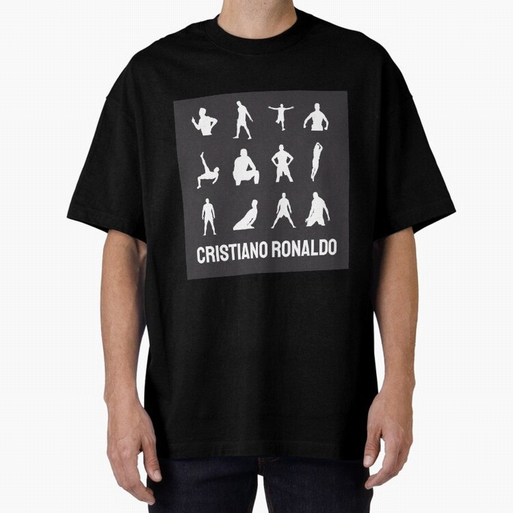 Cristiano Ronaldo Minimalism Silhouette Oversized T-Shirt Honor Football Greatness during Global Football Passion for FIFA World Cup 2026 Group Stage, Highlighting Neymar, Portugal, Spain and Germany, Football Festival Excitement, Trophy Ambitions,