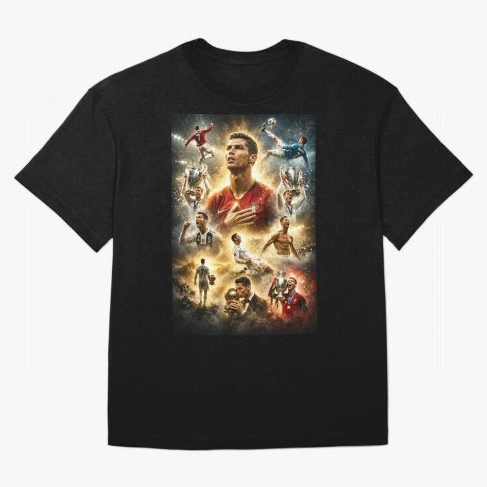 Cristiano Ronaldo Oversized T-Shirt Show Fan Pride Across the FIFA World Cup 2026 Journey through Cristiano Ronaldo Highlights, Spain Pride, Retro Football Energy, Iconic Rivalries, Trophy Chase Drama and Stadium Atmosphere; Built for Supporters