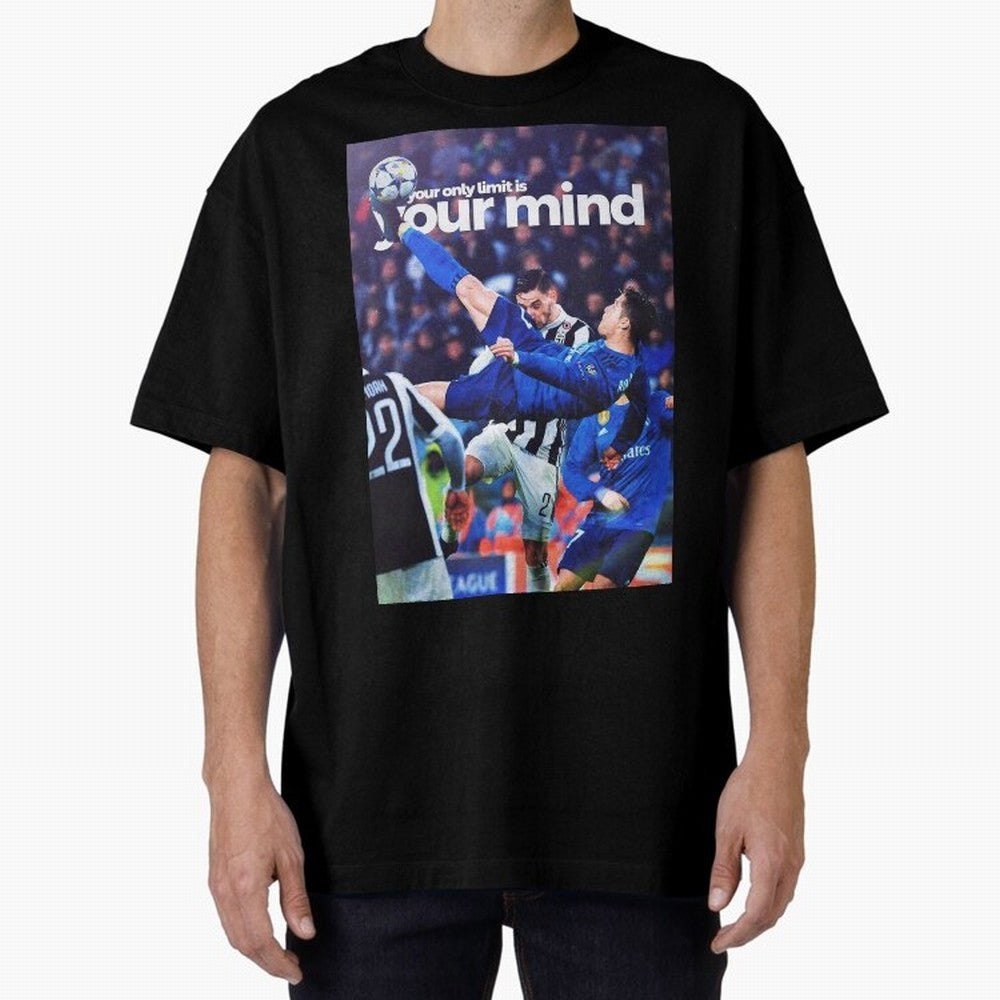 Cristiano Ronaldo - Your only limit is your mind Oversized T-Shirt Fuel Global Football Passion for FIFA World Cup 2026 Group Stage, with Messi, England, France and Netherlands, Vintage Soccer Flavor, Modern Football Stars, National Flags and Final