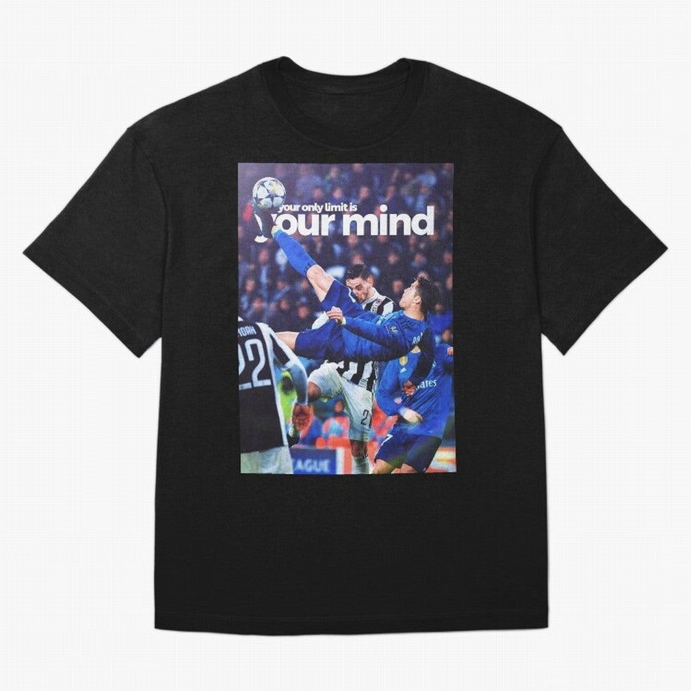 Cristiano Ronaldo - Your only limit is your mind Oversized T-Shirt Fuel Global Football Passion for FIFA World Cup 2026 Group Stage, with Messi, England, France and Netherlands, Vintage Soccer Flavor, Modern Football Stars, National Flags and Final
