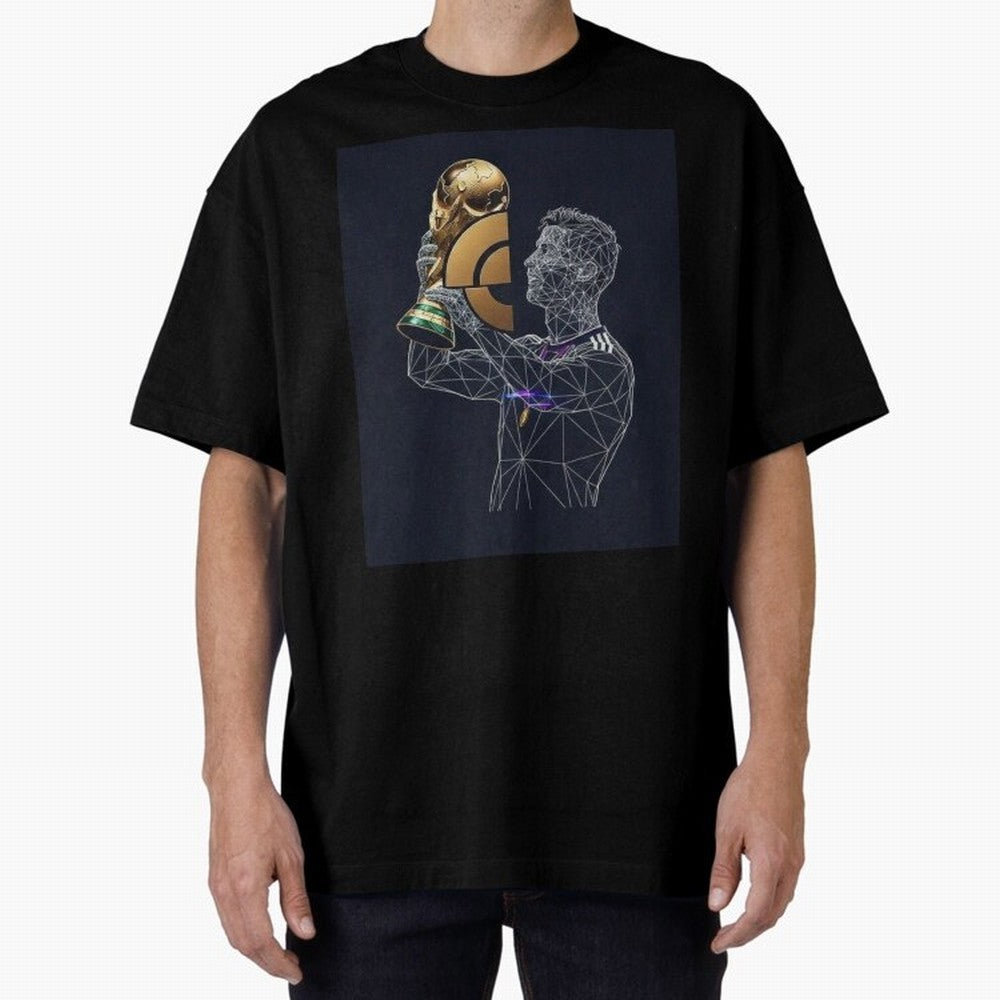Digital Football Oversized T-Shirt Experience the FIFA World Cup 2026 Group Stage Journey through Messi and Cristiano Ronaldo Highlights, Argentina and Brazil Pride, Soccer Culture, Superstar Moments, National Team Dreams and Competitive Fire;