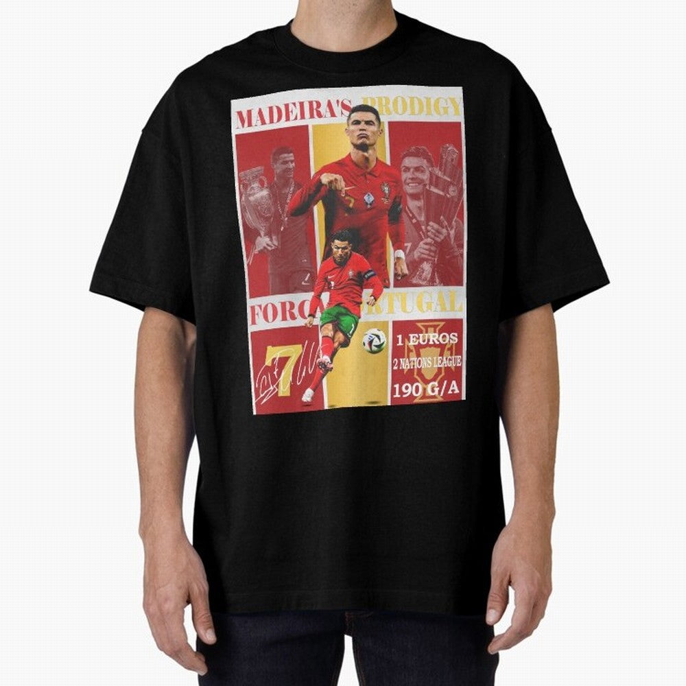 Cristiano Ronaldo Portugal Poster - Madeira's Prodigy CR7 Fan Art Print Oversized T-Shirt Bring Legendary Rivalry Energy to FIFA World Cup 2026 Group Stage for Fans of Messi and Argentina, France and Brazil, Bringing Vintage Soccer Flavor, Modern