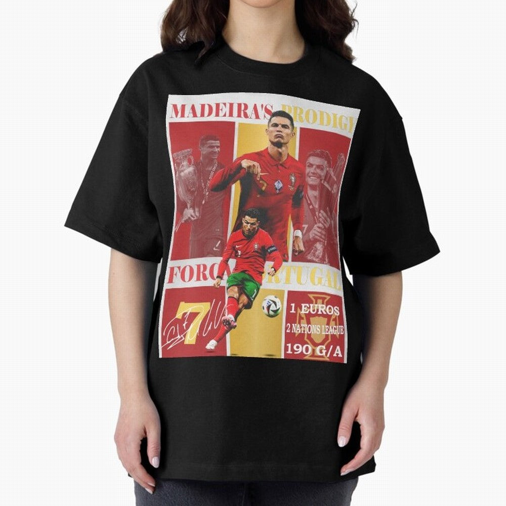Cristiano Ronaldo Portugal Poster - Madeira's Prodigy CR7 Fan Art Print Oversized T-Shirt Bring Legendary Rivalry Energy to FIFA World Cup 2026 Group Stage for Fans of Messi and Argentina, France and Brazil, Bringing Vintage Soccer Flavor, Modern