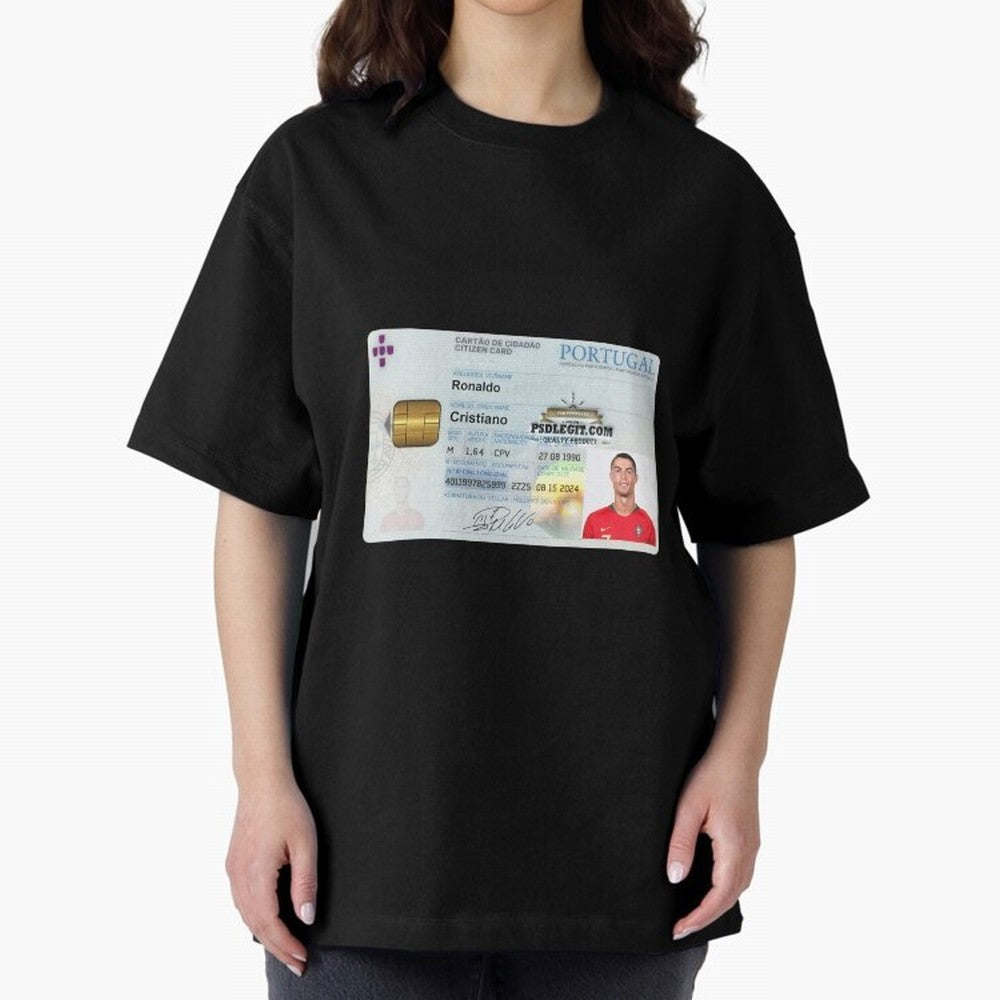Cristiano Ronaldo CARD ID Oversized T-Shirt Show Championship Spirit for Match Day Hype around FIFA World Cup 2026, Cristiano Ronaldo, Argentina, Goal Celebration Energy, Supporter Heritage, Football Icons and Worldwide Tournament Joy; Ideal for