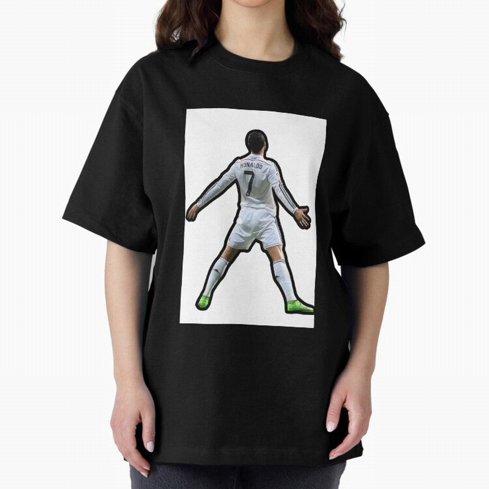 Cristiano Ronaldo Suii Sticker Oversized T-Shirt Show Championship Spirit for FIFA World Cup 2026 for Fans of Messi, CR7 and Mbappe and Brazil, Bringing Sports Nostalgia, International Competition, Famous Players and Unforgettable Victories;