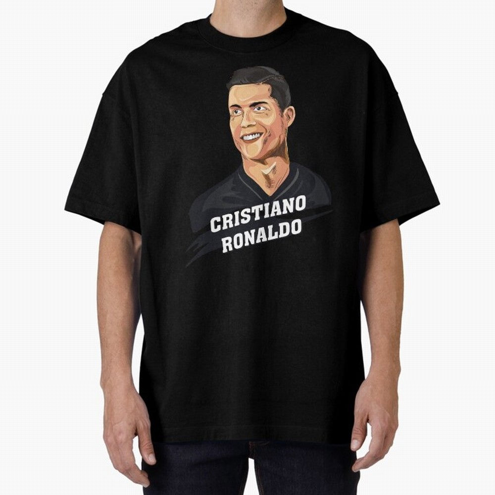 Cristiano Ronaldo Portrait Oversized T-Shirt Back the Journey through the FIFA World Cup 2026 USA Canada Mexico Journey through Messi and Cristiano Ronaldo Highlights, Spain Pride, Retro Football Energy, Iconic Rivalries, Trophy Chase Drama and