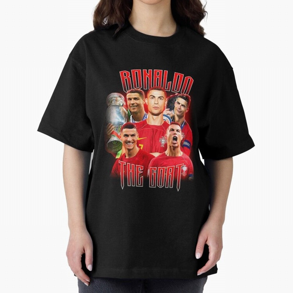Cristiano Ronaldo The Goat Bootleg Oversized T-Shirt Carry the Dream of FIFA World Cup 2026 Group Stage Spirit, Featuring France and Portugal, Haaland, Worldwide Fan Energy, Dramatic Goals, Stadium Lights and Championship Celebrations; Perfect for