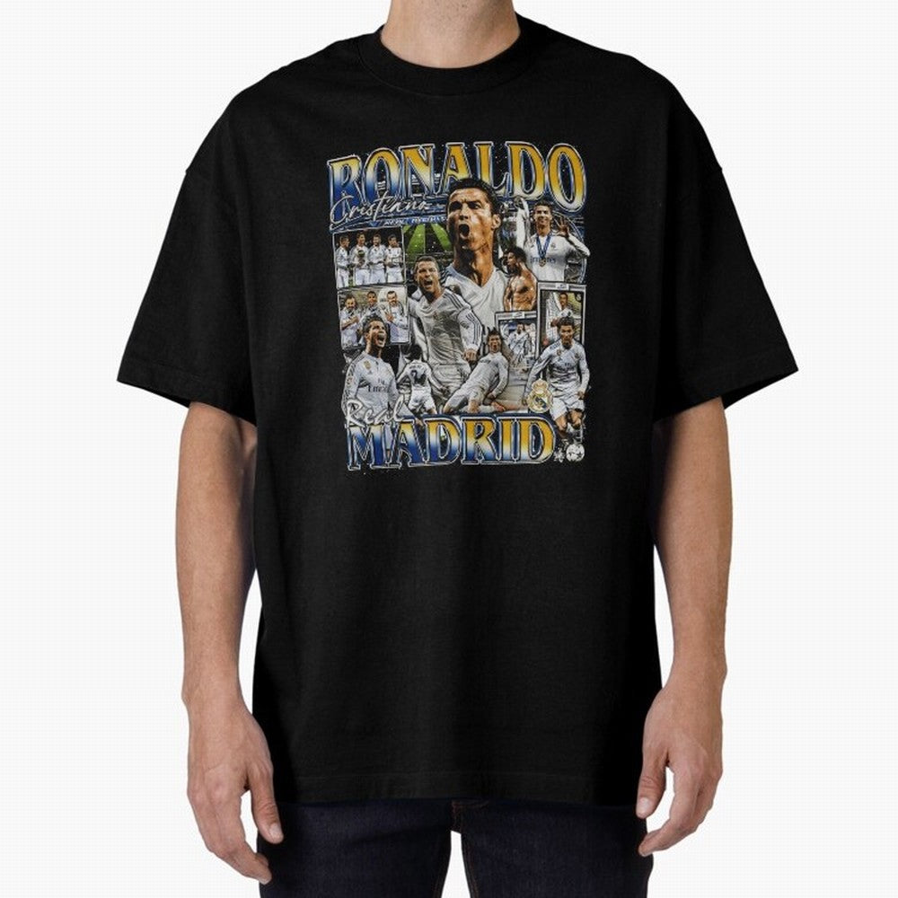 Cristiano Ronaldo Real Vintage Bootleg Oversized T-Shirt Embrace FIFA World Cup 2026 Group Stage Spirit, Highlighting France, Cristiano Ronaldo, Worldwide Fan Energy, Dramatic Goals, Stadium Lights and Championship Celebrations; Perfect for