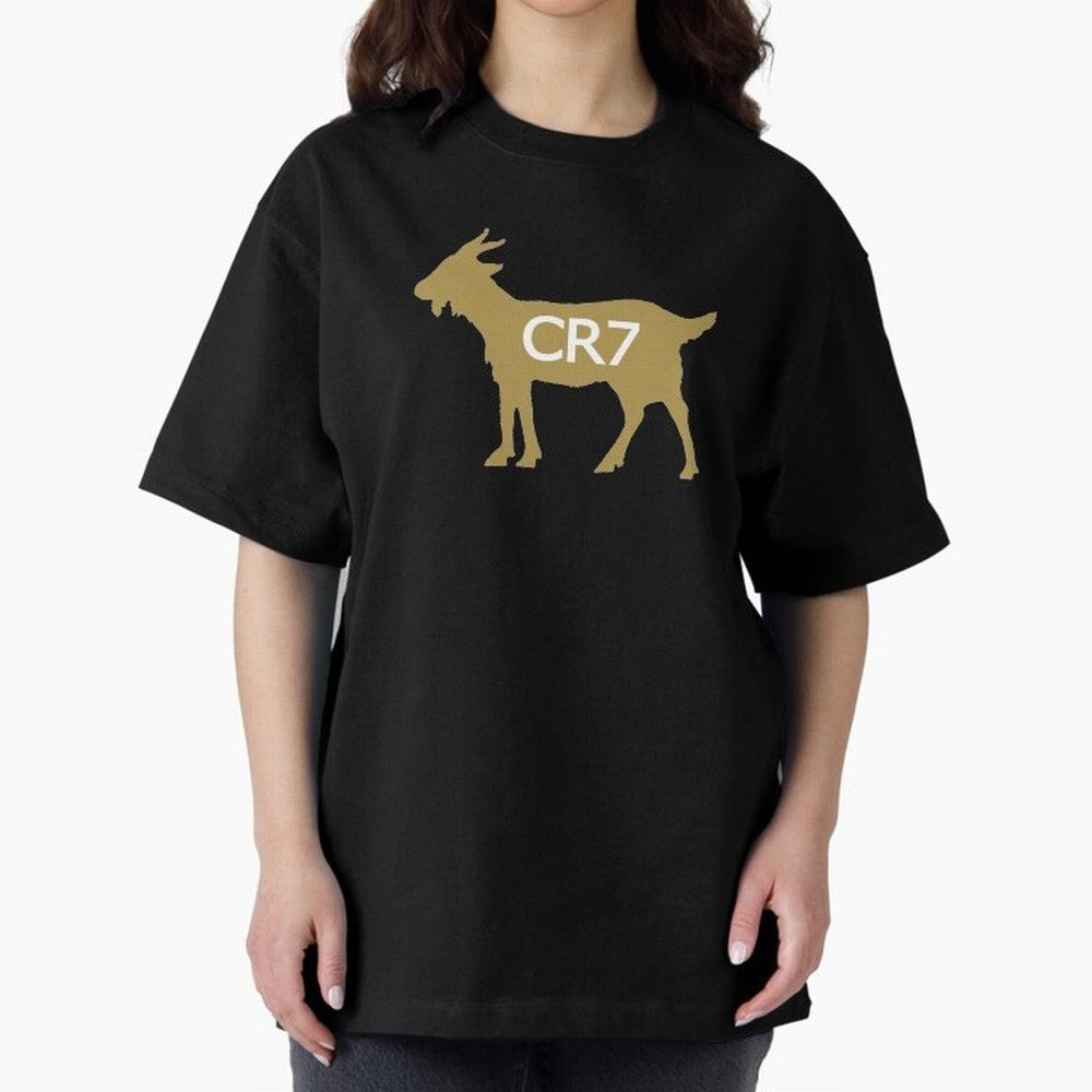 CR7 GOAT Gold B Oversized T-Shirt Bring Trophy Dreams to FIFA World Cup 2026 Filled with Neymar, Haaland and Cristiano Ronaldo, Spain Energy, Tournament Hype, Historic Matchups, Family Viewing Parties and Global Sports Pride; Built for Supporters