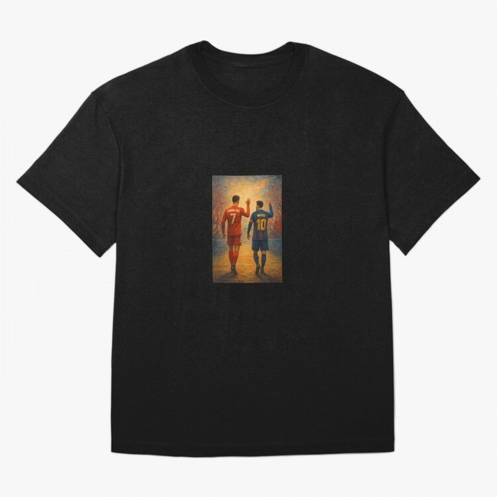 Cristiano Ronaldo and Messi Art Sticker Oversized T-Shirt Make Every Kick Count in FIFA World Cup 2026 USA Canada Mexico for Fans of Neymar, Haaland and Cristiano Ronaldo and Portugal, Bringing Fan Favorite Moments, National Team Passion, Big Match