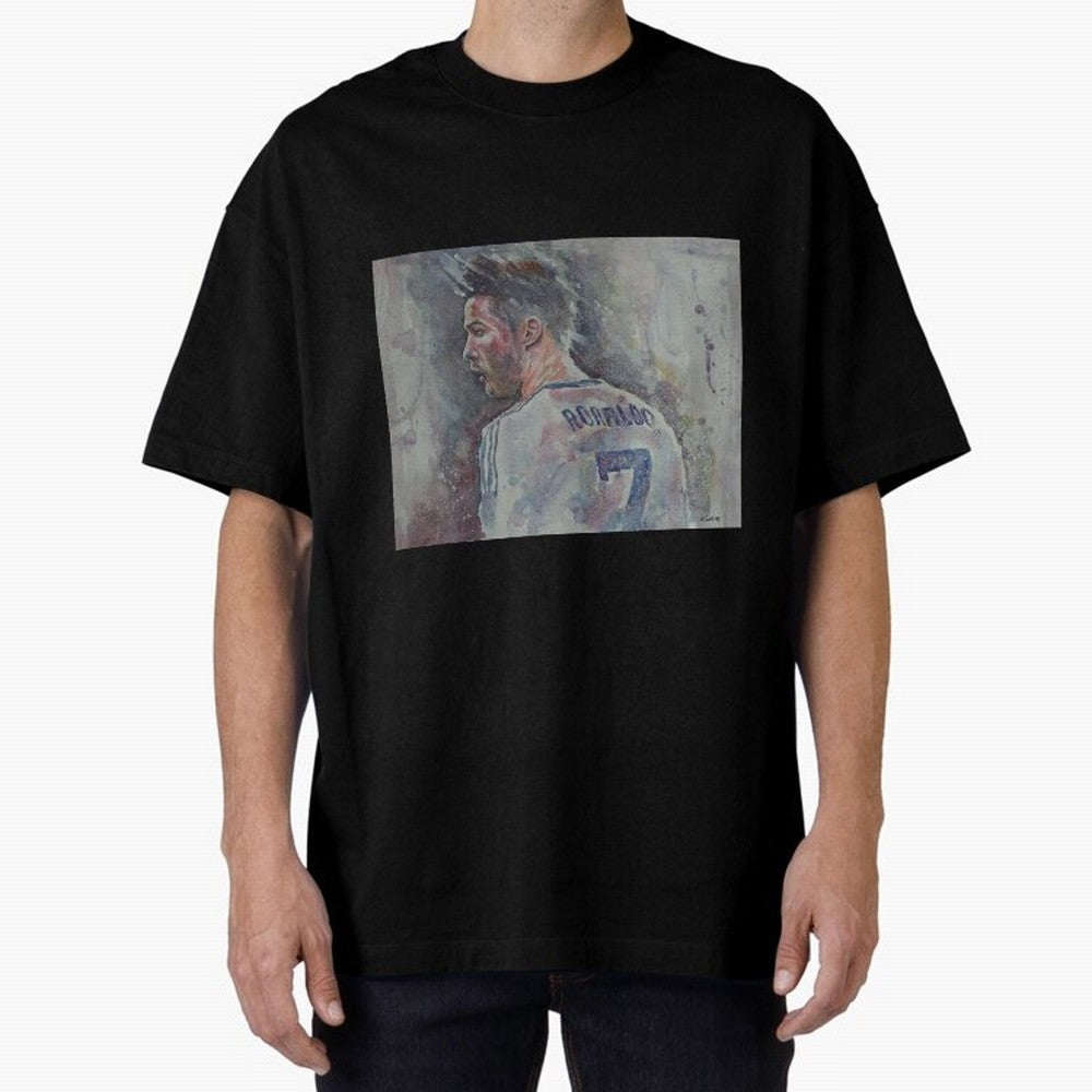 Cristiano Ronaldo - Portrait 1 Oversized T-Shirt Celebrate Unforgettable Nights in Global Football Passion for FIFA World Cup 2026, Capturing Mbappe, Argentina and Brazil, Stadium Chants, National Pride, Trophy Dreams and Unforgettable Football